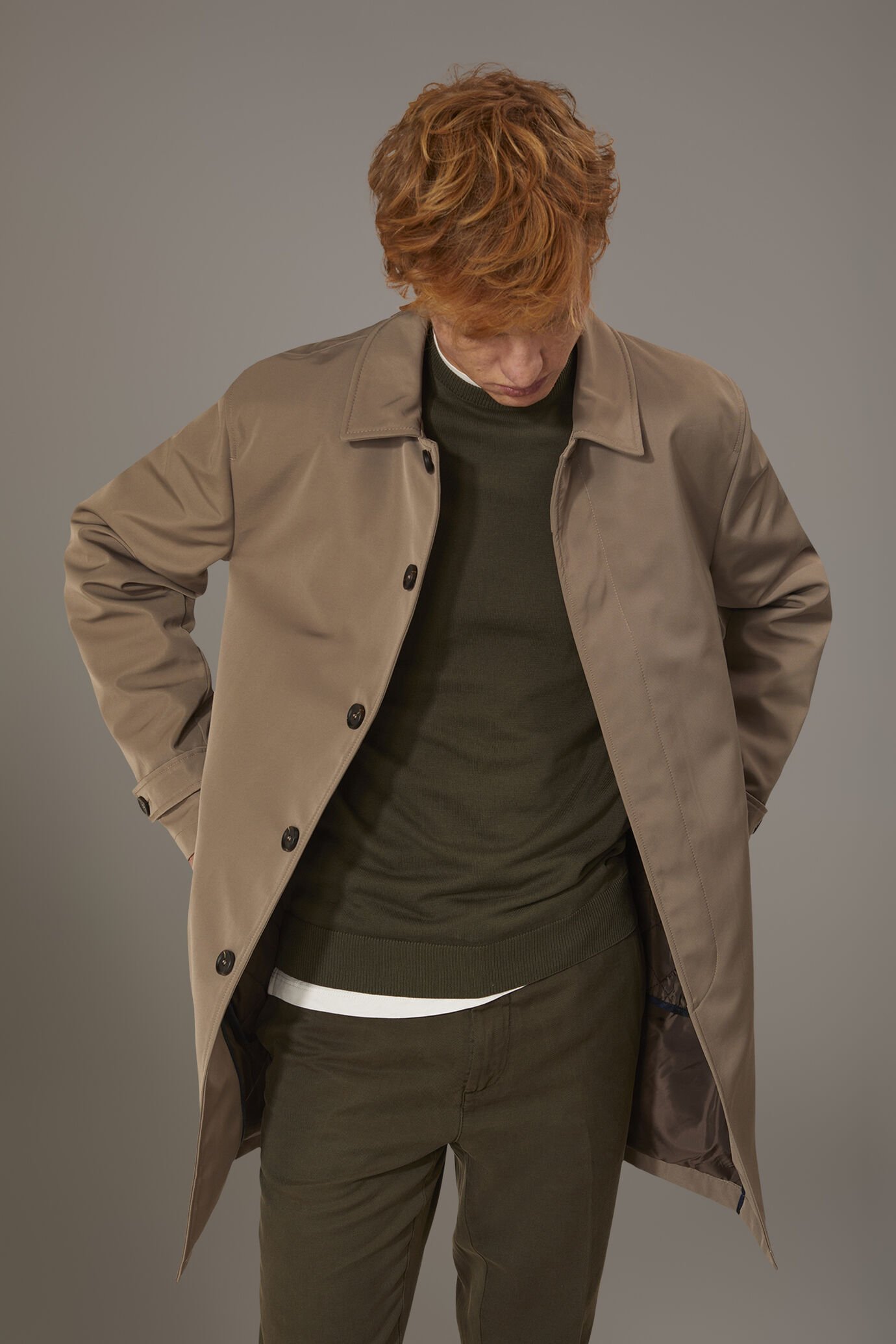Padded raincoat in technical fabricand removable padding image number 1